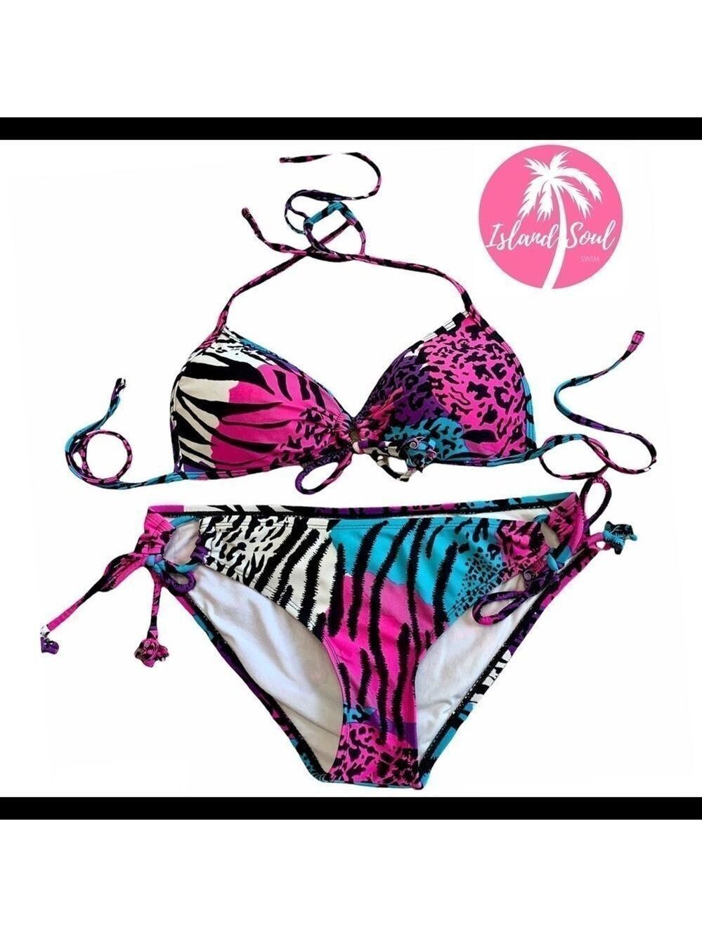 ISLAND soul leopard cheetah animal print bikini S